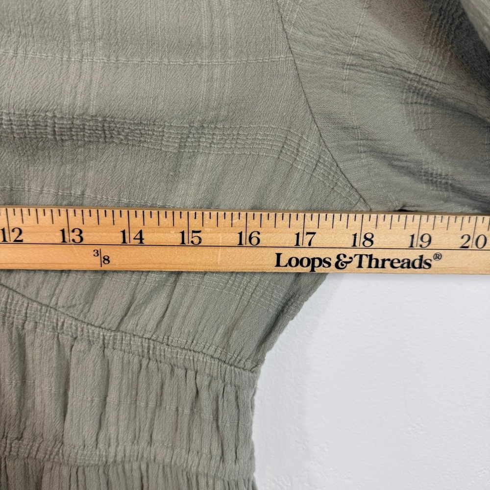 Lucky Brand Tiered Maxi Dress M Sage Green Cotton Boho Prairie Cottagecore - Picture 11 of 12